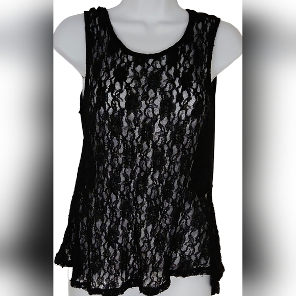 Sexy Black Lace Sheer Top - Picture 1 of 2